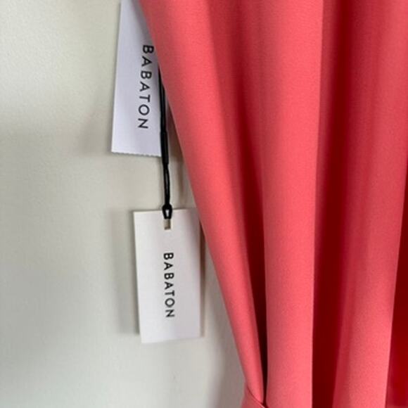 Aritzia Babaton Coral Wallace Short Sleeve Wrap Mini Dress Small V-Neck Lined - Picture 7 of 11